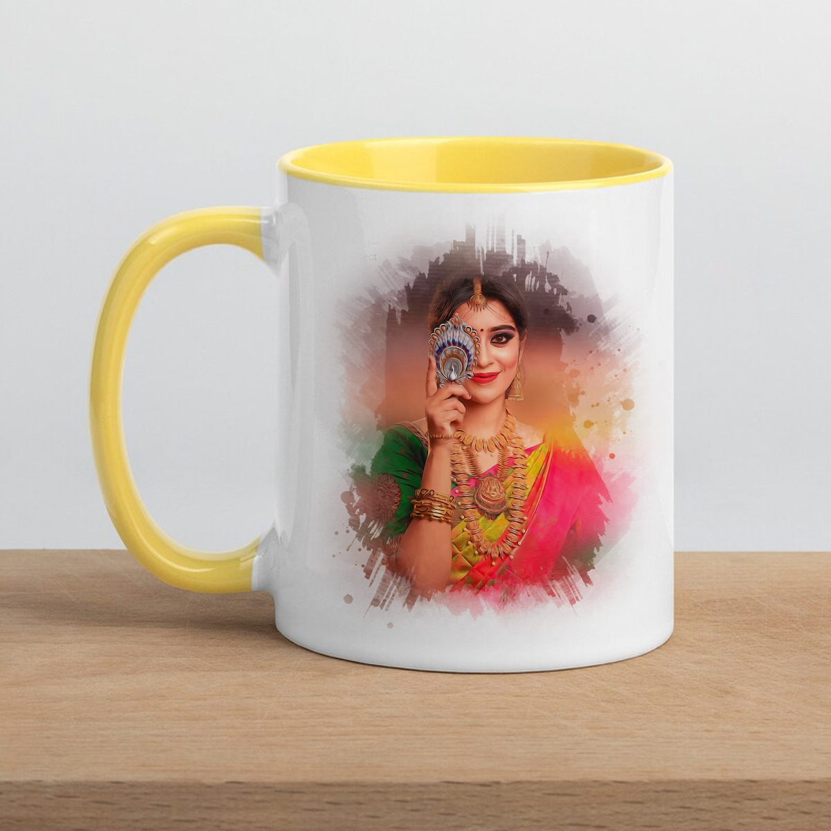 customized yellow photo mug in uae